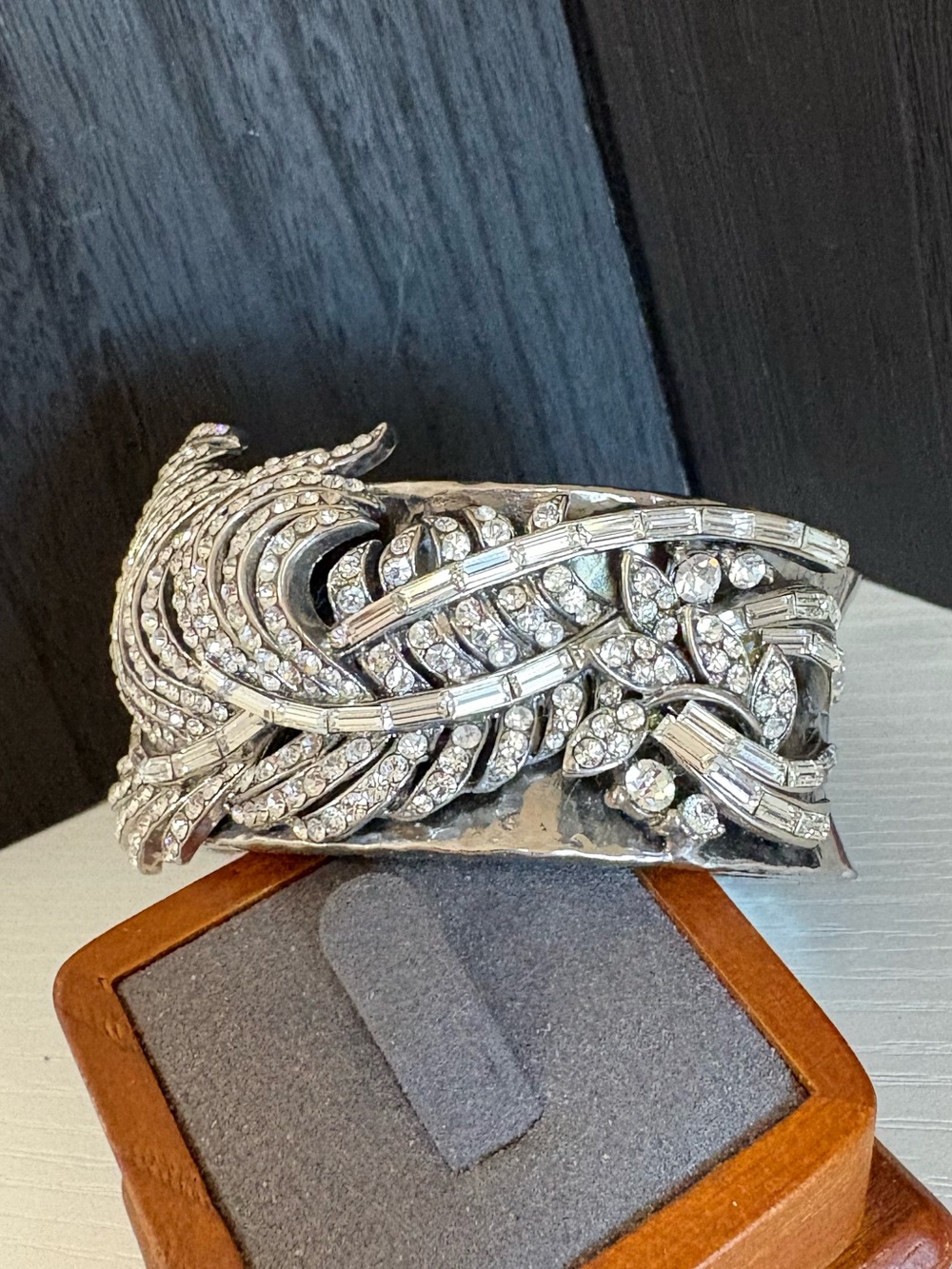 Barrera bracelet stunning heavy vintage silver tone rhinestones 6.5 bangle WOW!